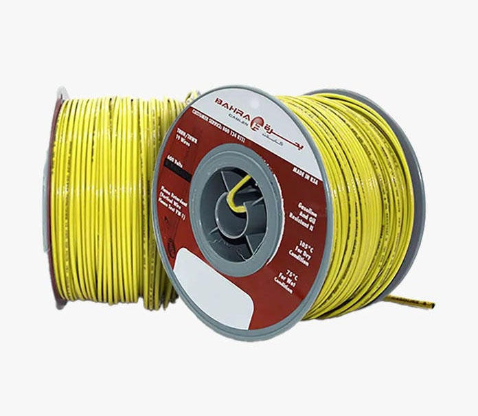 بحرة - سلك كهربائي نحاس - المواصفات الأمريكية - THHN - مقاس 16 AWG - أصفر - 600 فولت - 152.44 متر