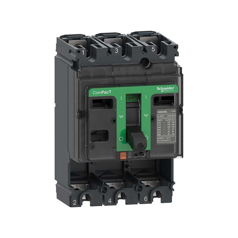 SCHNEIDER - MCCB Breaker Basic Frame, ComPacT NSX100F, 100A, 3P, 36kA at 415VAC 50/60 Hz, w/o Trip Unit
