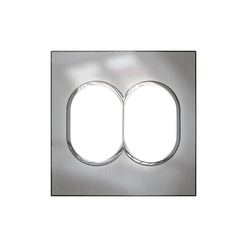 LEGRAND - Plate Arteor, Italian/US, 2x3 Modules, Round, 4"x4", Stainless Steel