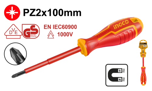 Insulated screwdriverpz2×100mm مفك معزول صليبة