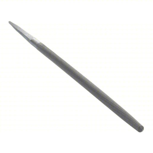 Machinists File, Round, Double-Cut, Safe Edge Cut, Bastard Cut, 10 inch Length without Tang, Natural