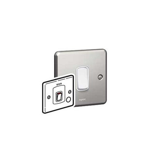 LEGRAND - Switch 20A 250V DP + Cord Outlet, BS Brushed Stainless Steel, Authentic