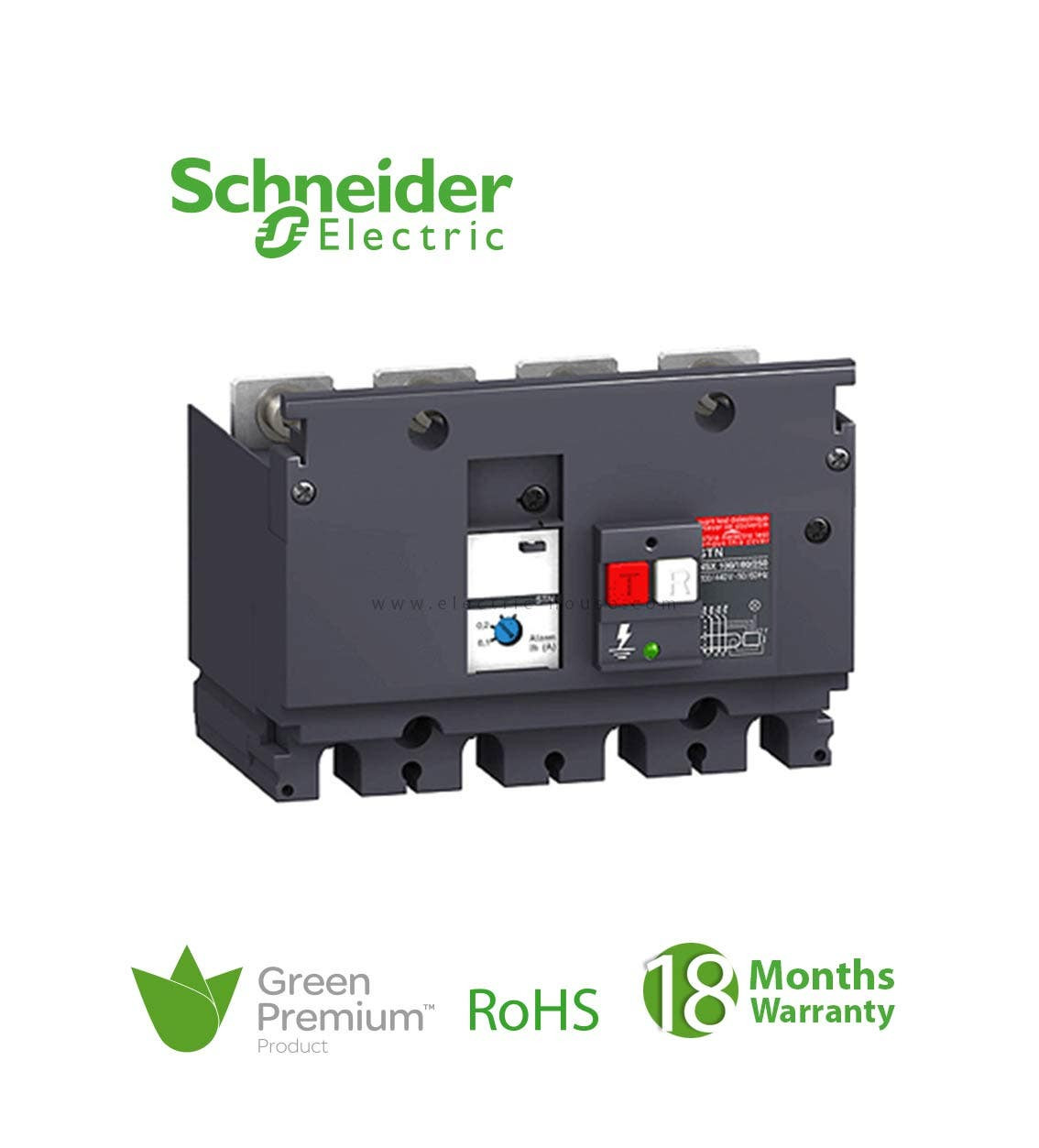 SCHNEIDER - Earth-Leakage add-on Protection Module, Compact NSX 100/160, MH Type, 200 VAC To 440 VAC, 30mA to 10A, 4P