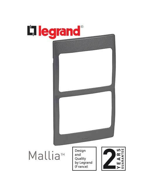 DISCONTINUED LEGRAND - Plate Mallia, 2x1 Gang, Dark Silver