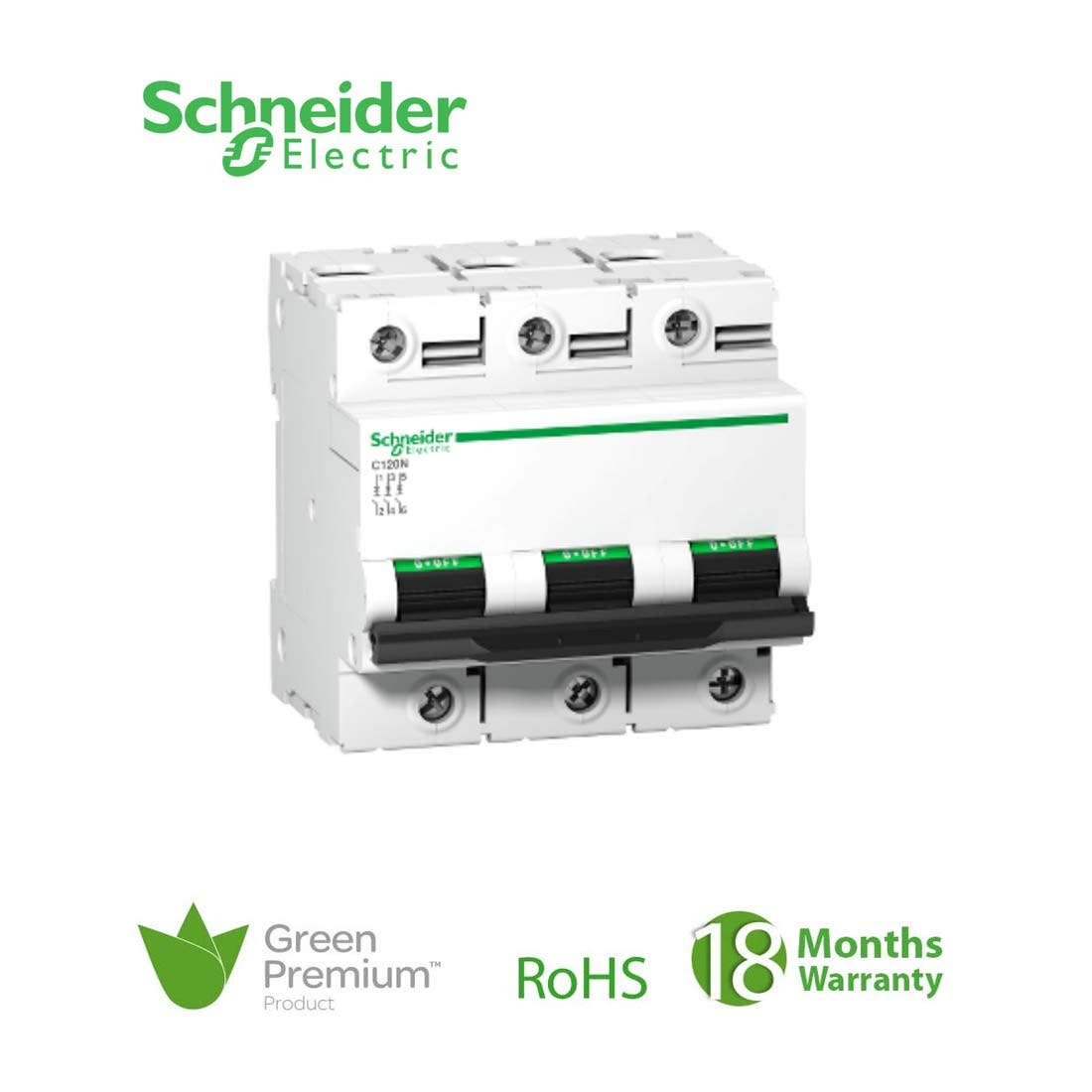 SCHNEIDER - MCB Breaker, Acti9 C120N, 3P, 100A, B curve