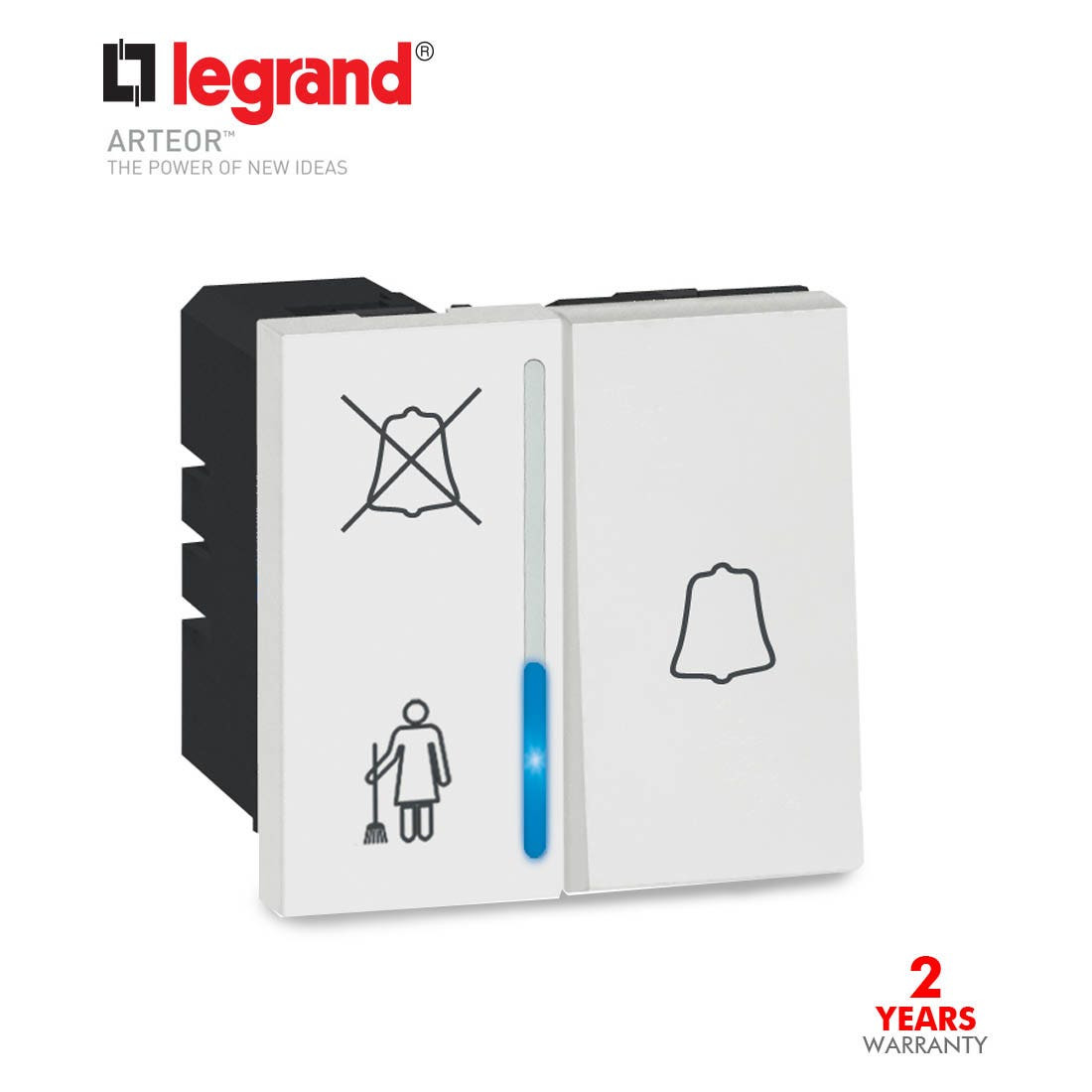 LEGRAND - Hotel Bedrm Call Ind Lamp+Bell, White Arteor
