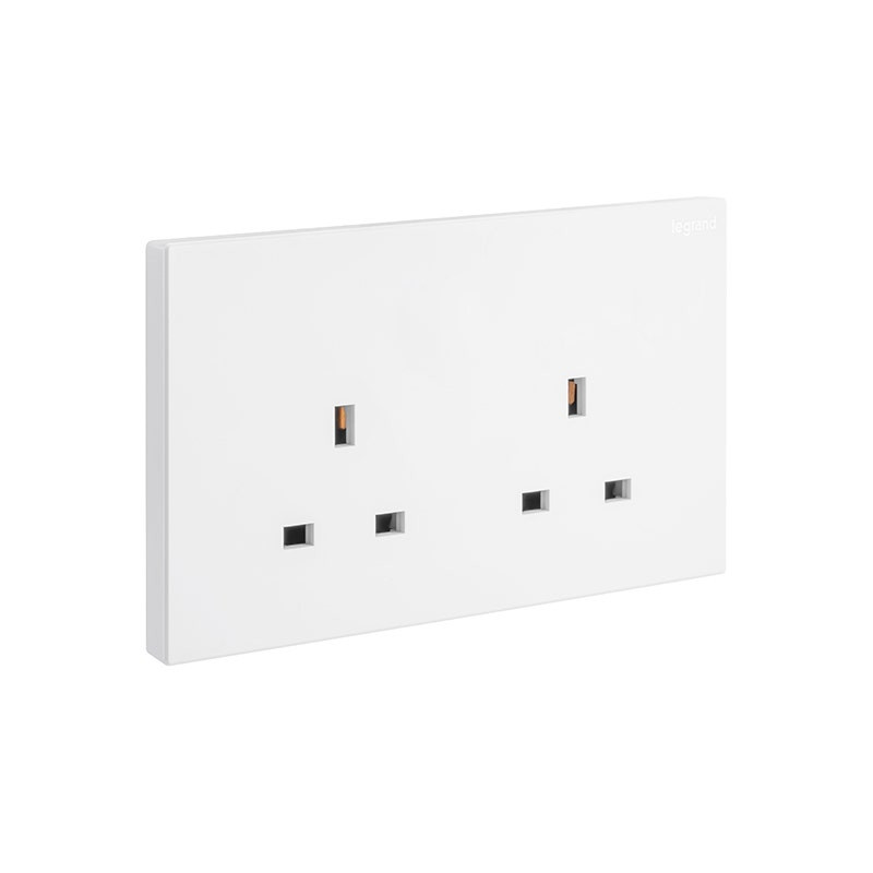 LEGRAND - Socket Outlet Galion, BS, Unswitched, 13A 250V, 2 Gang, White