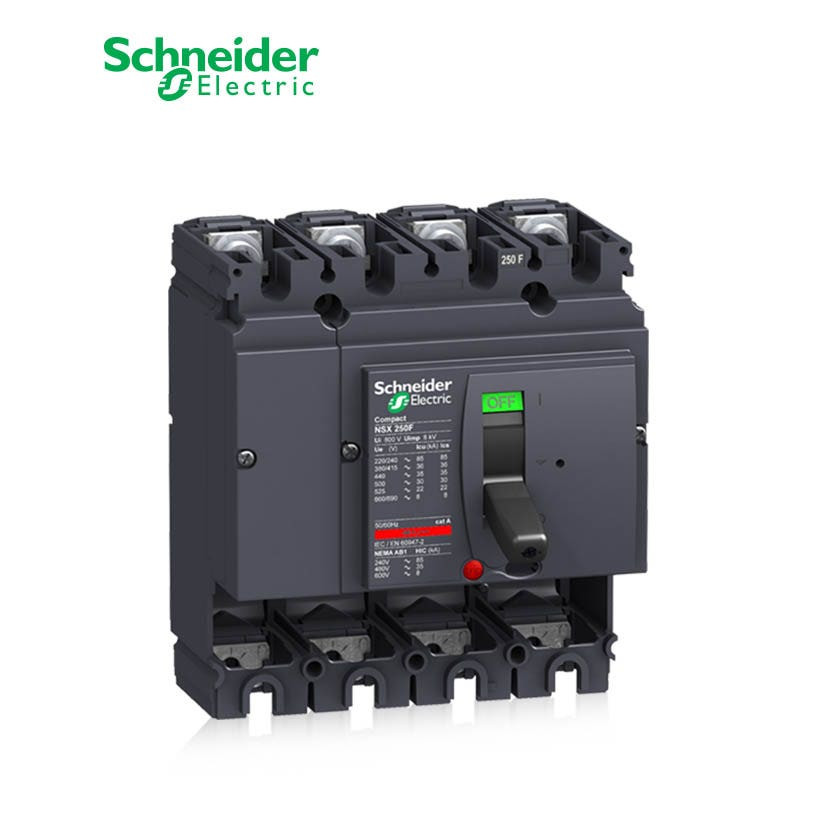 SCHNEIDER - MCCB Breaker Basic Frame, ComPact NSX250F, 250A, 4P, 36kA at 415 VAC 50/60 Hz, w/o Trip Unit 
