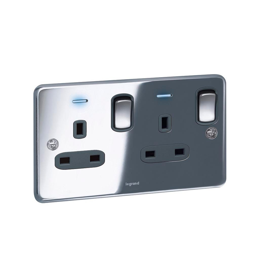 LEGRAND - Socket 13A 250V DP 2G switched w/Led,PSS, Authentic 