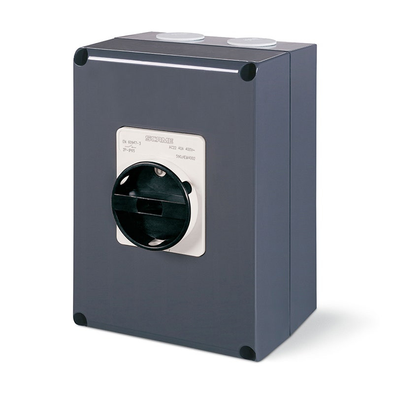 SCAME - Enclosed Switch Disconnector, 32A , 2P, IP66, 150x210x107mm, Y1, IK10, General, Grey/Black, High Wiring Capacity