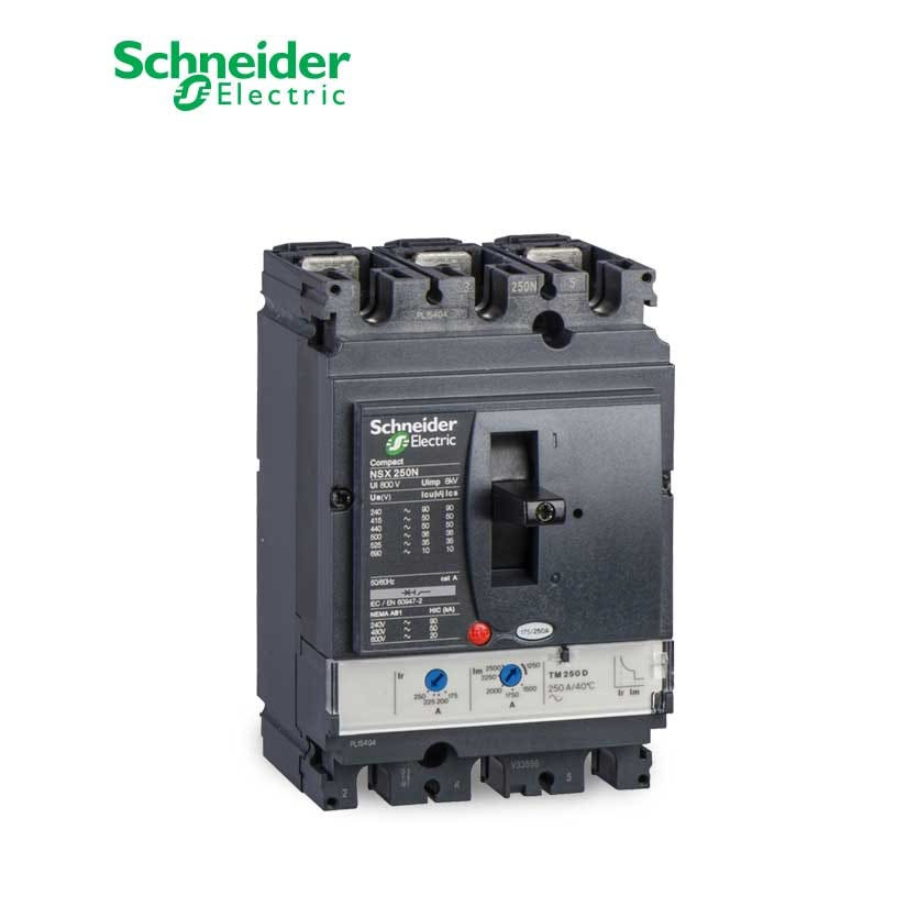SCHNEIDER - MCCB Breaker, ComPact NSX250F, 3P 3d, 36kA at 415 VAC, TMD Trip Unit 125A