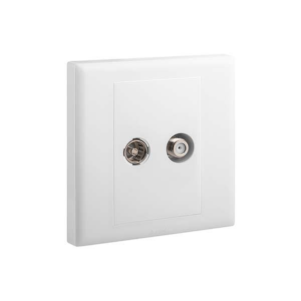 LEGRAND - TV Socket Eloe, Double, 1 Gang, Female + SAT, F-Type, White