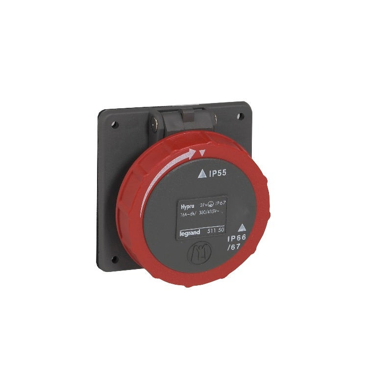 LEGRAND - Panel Mounting Socket Fixing Centre Hypra, IP66/67, 380/415 V~, 32 A -3P+N+E