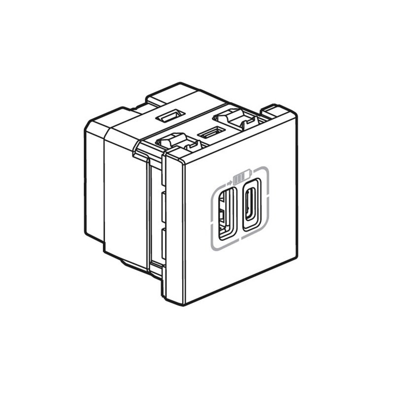 LEGRAND - Charging Socket Arteor, 3A/15W, 230V, 5 V=, 2 Modules, USB-A+USB-C, Graphite