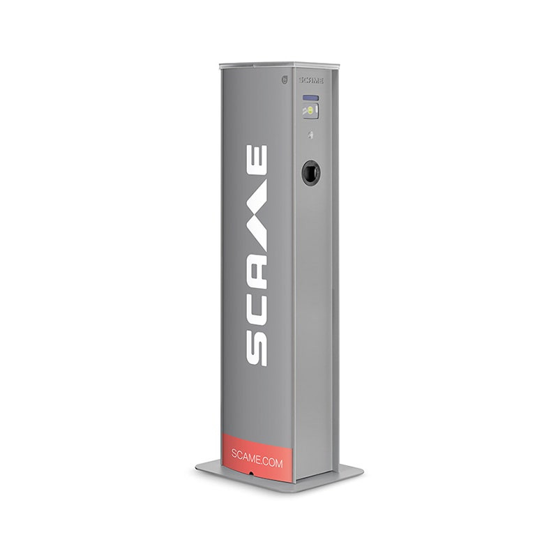 SCAME - Electric Vehicle Charging Pillar CA with Lock, 2 Sockets Type 2, 3P + N + E, 32A 400V, 22kW, IP54, IK10, OCPP, 1.6 JSON-1