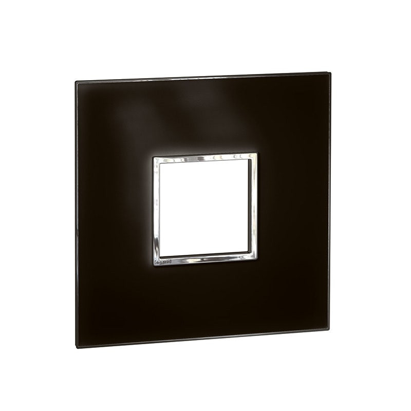 LEGRAND - Plate Arteor, Italian/US, 2 Modules, Square, 4''x4'', Mirror Black