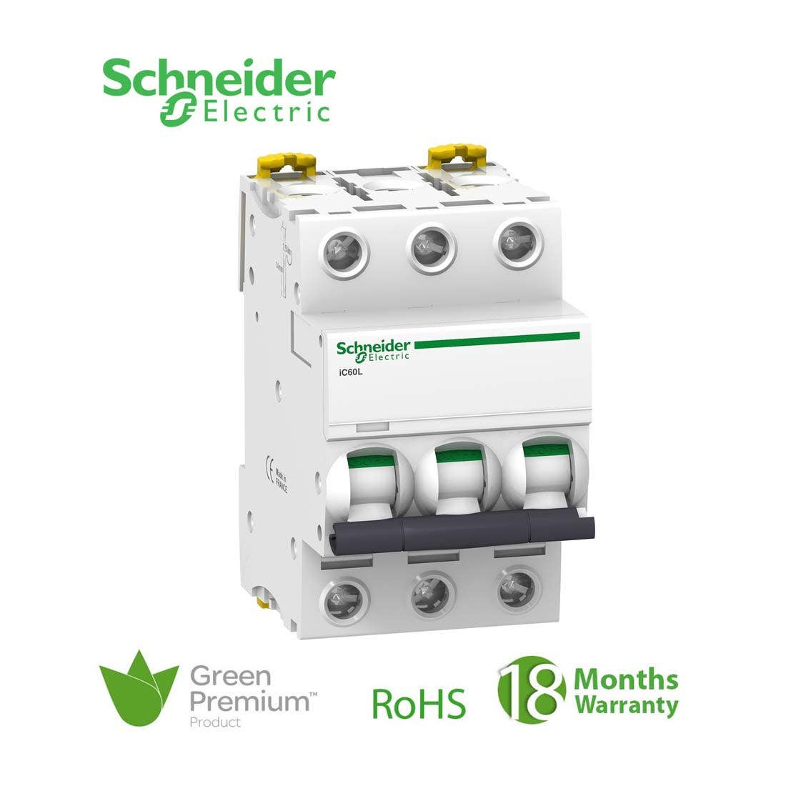 SCHNEIDER - MCB Breaker, Acti9 iC60L, 3P, 63A, C curve