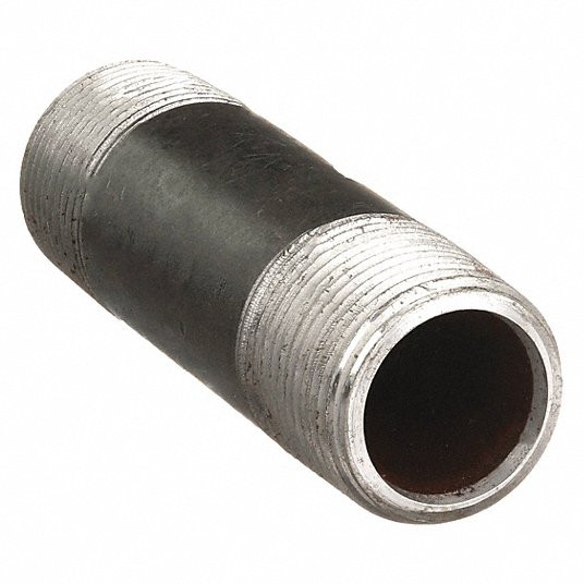 Nipple: 2Inch, Male, NPT, Schedule 80 Steel, 6Inch L, Threaded on Both Ends