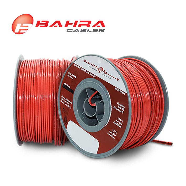 بحرة - سلك كهربائي نحاس - المواصفات الأمريكية - THHN - مقاس 12 AWG - أحمر - 600 فولت - 152.44 متر
