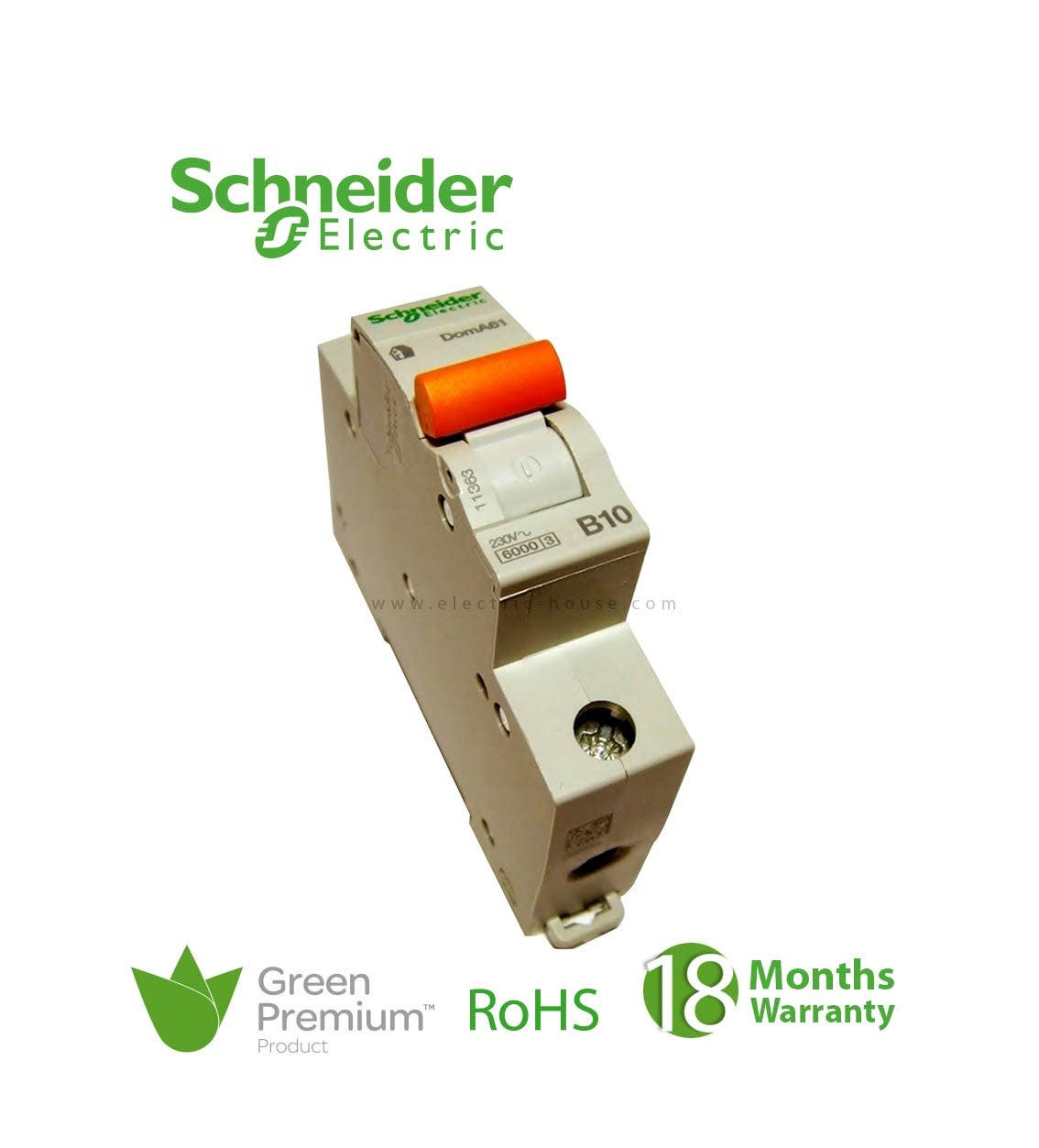 SCHNEIDER - MCB Breaker, Domae, 1P, 10A, C curve, 6000A