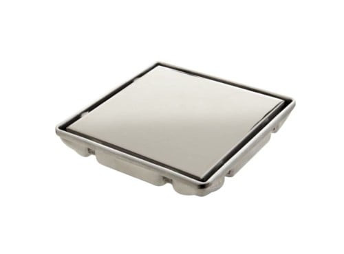 Tile drain, 15×15, silver chrome with Italian backsplash