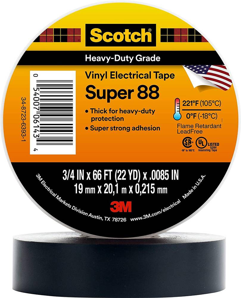 Black Vinyl Tape (3/4" x 66 ft) | 3M