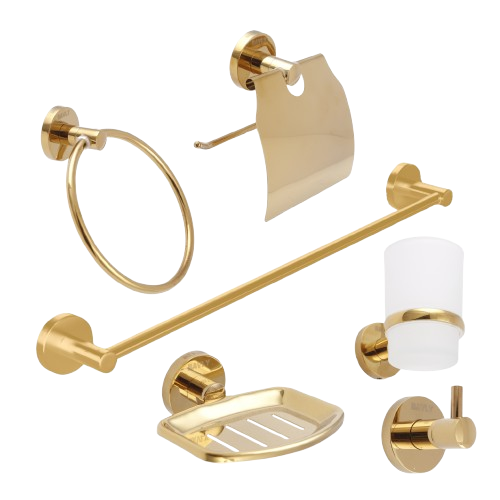 Bathroom Accessories Set- Gold