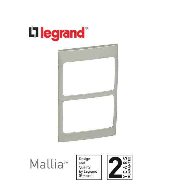 DISCONTINUED LEGRAND - Plate Mallia, 2x1 Gang, Silver