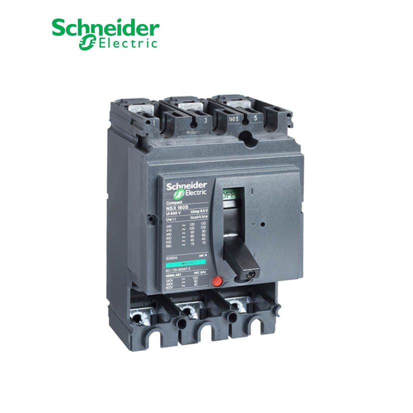 SCHNEIDER - MCCB Breaker Basic Frame, ComPact NSX160H, 160A, 3P, 70kA at 415 VAC 50/60 Hz, w/o Trip Unit