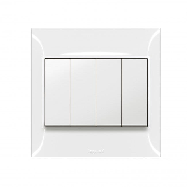 LEGRAND - Single pole switch Belanko S - 16A x 250V~ - 4 gang - 2-way switch - White