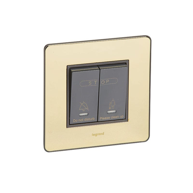 LEGRAND - Hotel Call Indicator Synergy Sleek, Internal Room Control, 10A, 250V, Glossy Gold