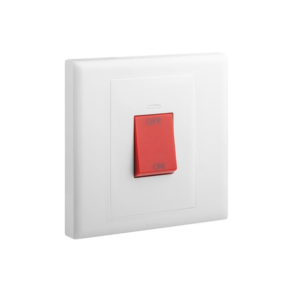 LEGRAND - Double Pole Switch Eloe, 1 Gang, 1 Way, 45A, 250V, White