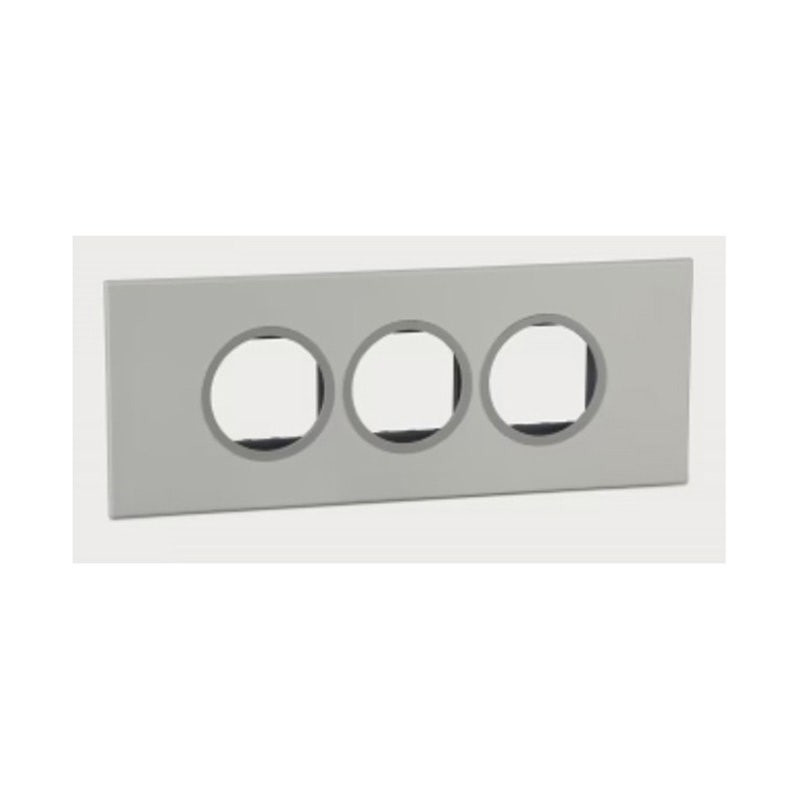 LEGRAND - Cover Plate with Frame Arteor, Indian , 6 Modules, Round, Pearl Aluminium