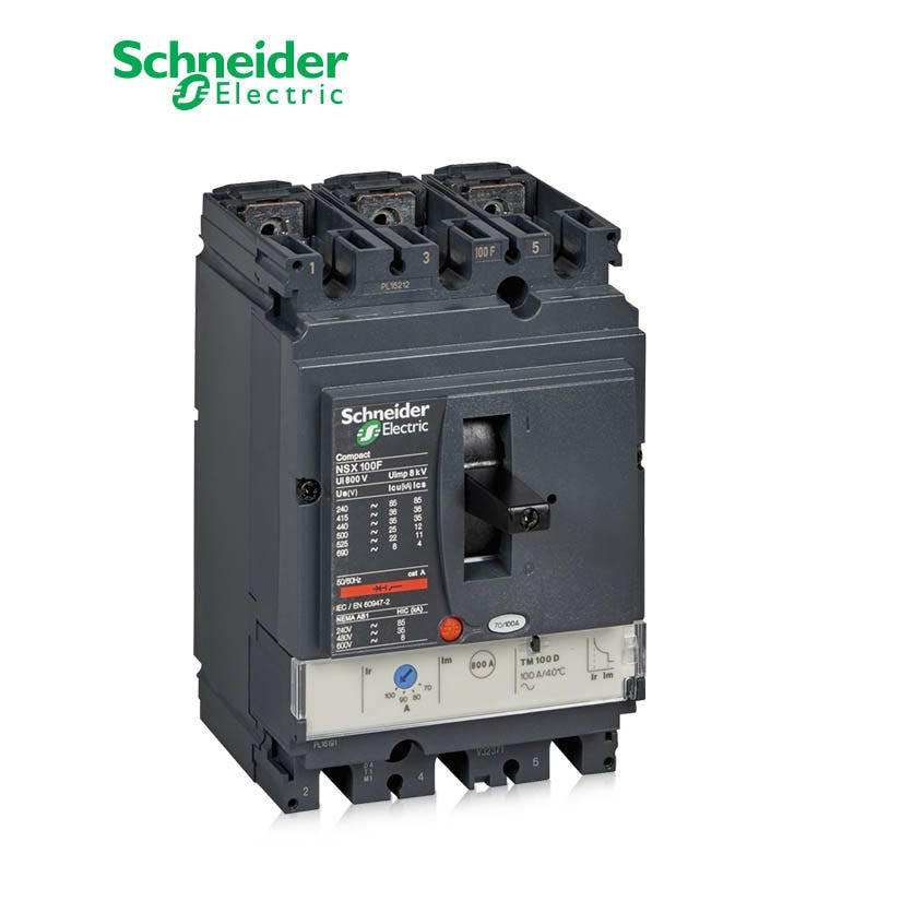 SCHNEIDER - MCCB Breaker, ComPact NSX100F, 3P 2d, TMD Trip Unit 80A, 36kA at 415 VAC
