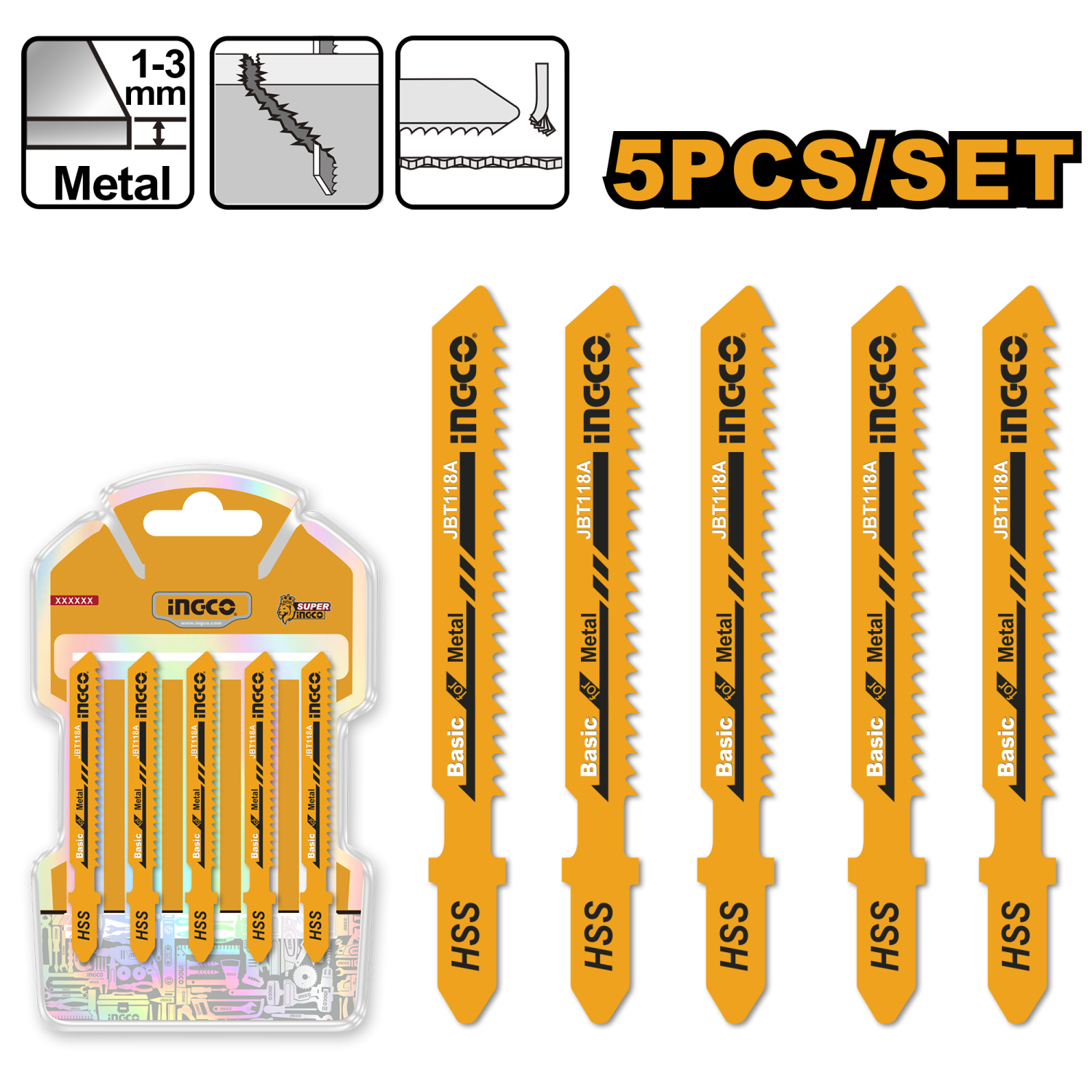 Jig saw blade for metal 5pcs 76mm 21TPIشفرات حديد 5 قطع 76 ملي