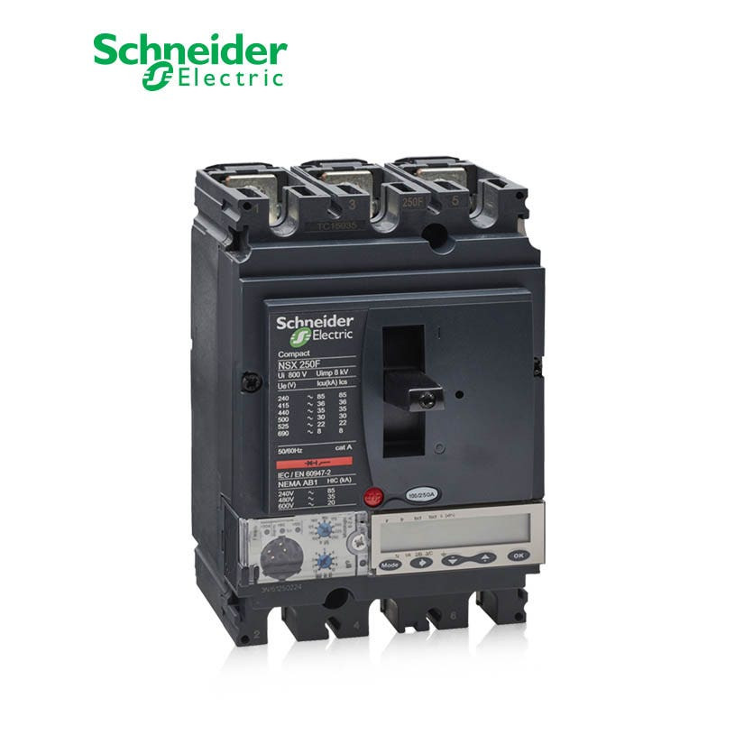 SCHNEIDER - MCCB Breaker, ComPact NSX250F, 3P 3d, 36kA at 415 VAC, MicroLogic 5.2A Trip Unit 250A