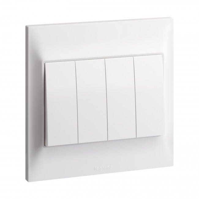 LEGRAND - Single pole switch Belanko S - 16A x 250V~ - 4 gang - 1-way switch - White