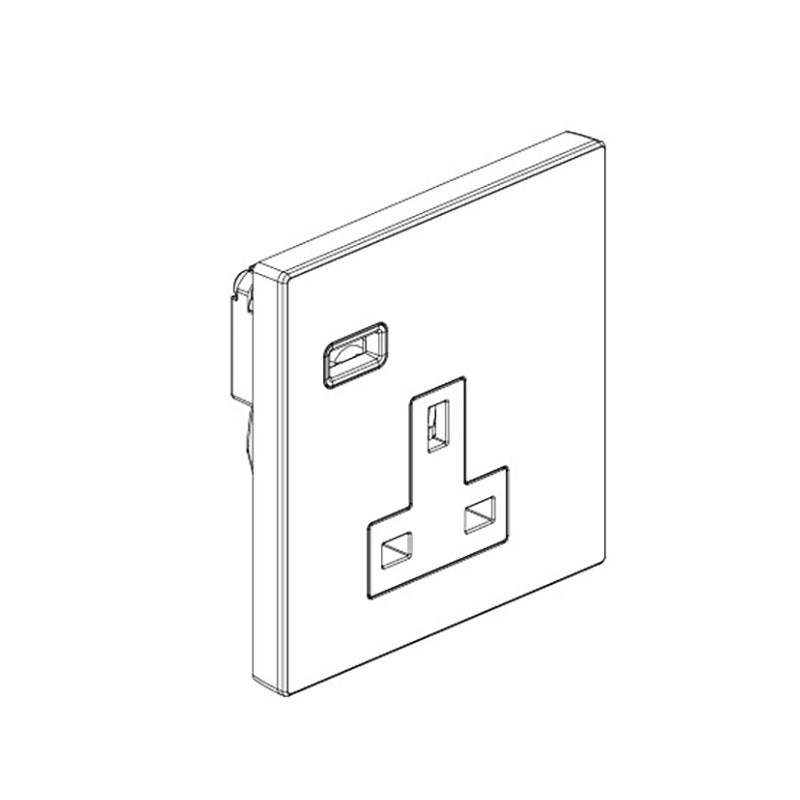 LEGRAND - Single Pole Socket Outlet Galion, BS, 1 Gang, Unswitched, 13A, 250V, with USB-C 18W Charger, Matt black