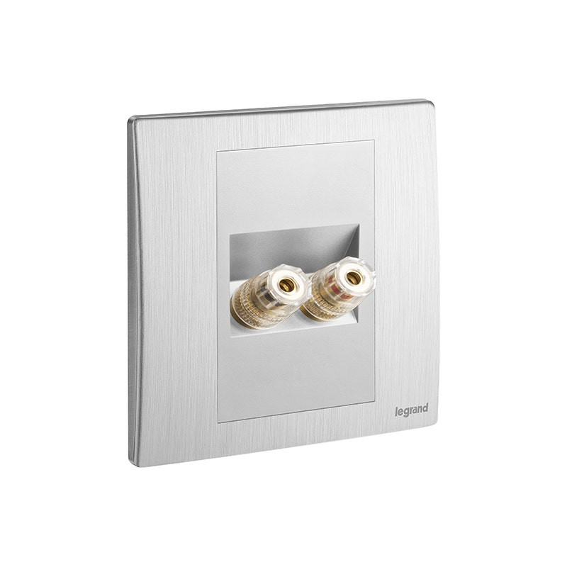 LEGRAND - Single Loudspeaker Socket Outlet Mallia Senses, 1 Gang, Brushed Aluminium