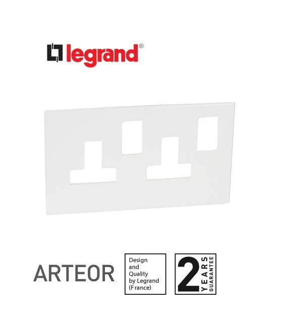 LEGRAND - Plate Arteor, BS, Square, for switched Sockets 2-Gang, White