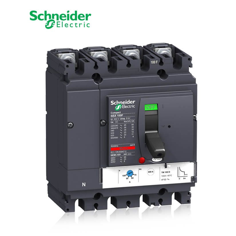 SCHNEIDER - MCCB Breaker, ComPact NSX100F, 36 kA at 415 VAC, TMD Trip Unit 32A, 4P 3d