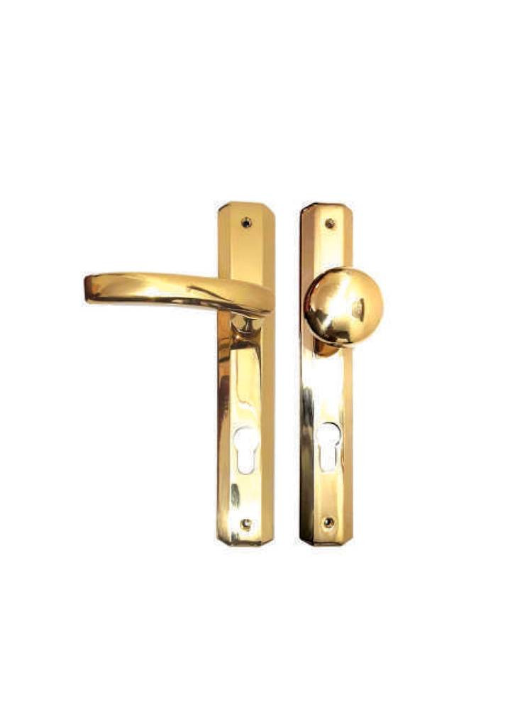 Kali door handle, pomegranate side, brass handle side 630 left