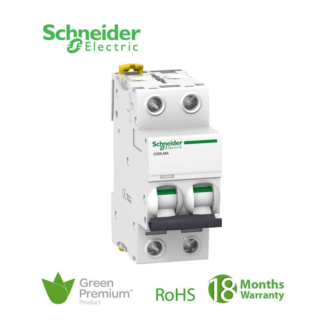 SCHNEIDER - MCB Breaker, Acti9 iC60L, 2P, 12.5A, MA curve