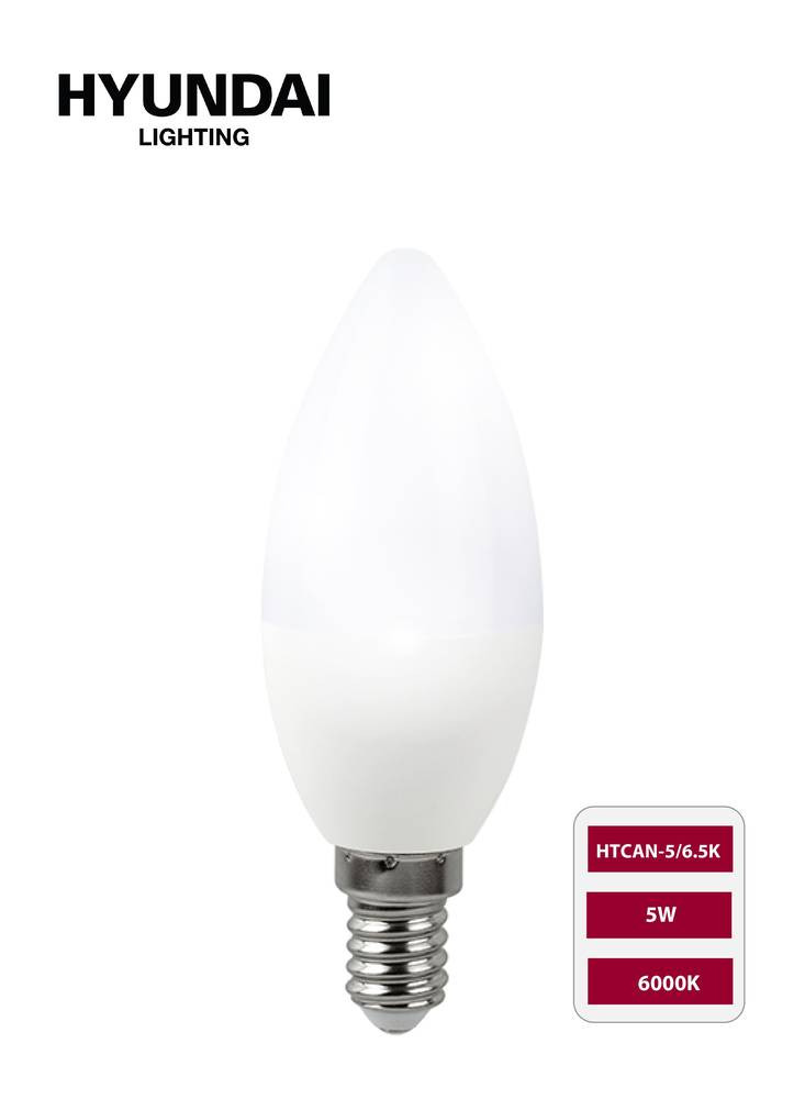 Hyundai HTCAN-5W Candle Bulb Non-Dimmable E14 Base - 6500K White Light