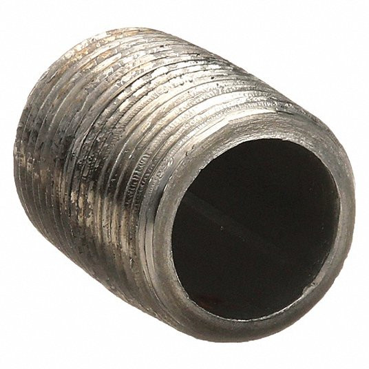 Nipple: 1/2Inch Nominal Pipe Size, 316 Stainless Steel, 6Inch Overall Length, Threaded on Both Ends, Schedule 80