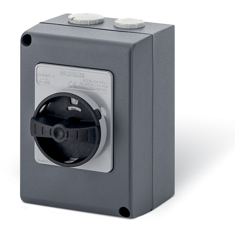 SCAME - Enclosed Switch Disconnector, 20A, 3P+N, IP66, 105x150x82mm, Y1 IK10, General, Die Cast Aluminium, Grey/Black
