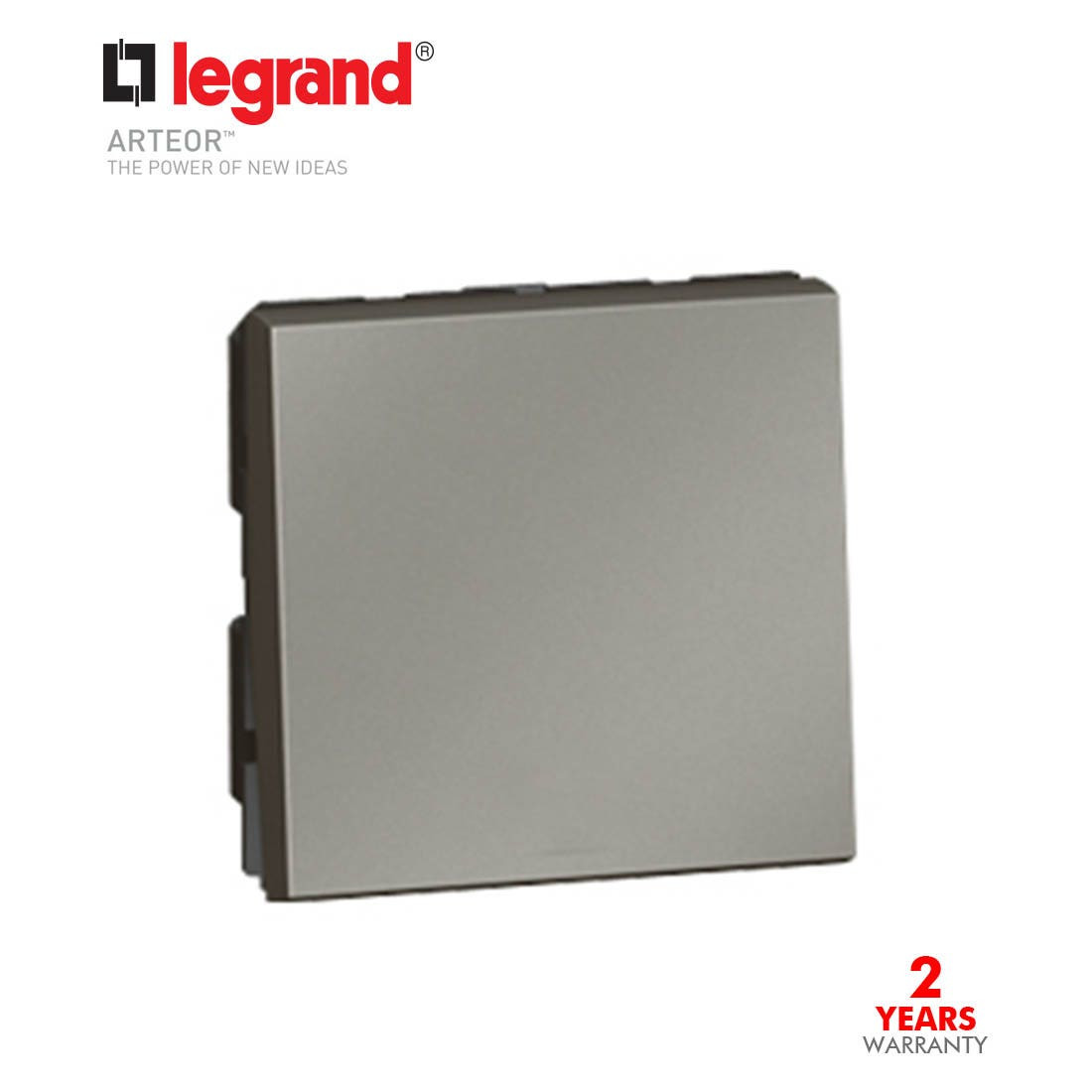 LEGRAND - 1-Way Double Pole Switch Arteor 20 AX 250 V~, 2 Modules, Magnesium