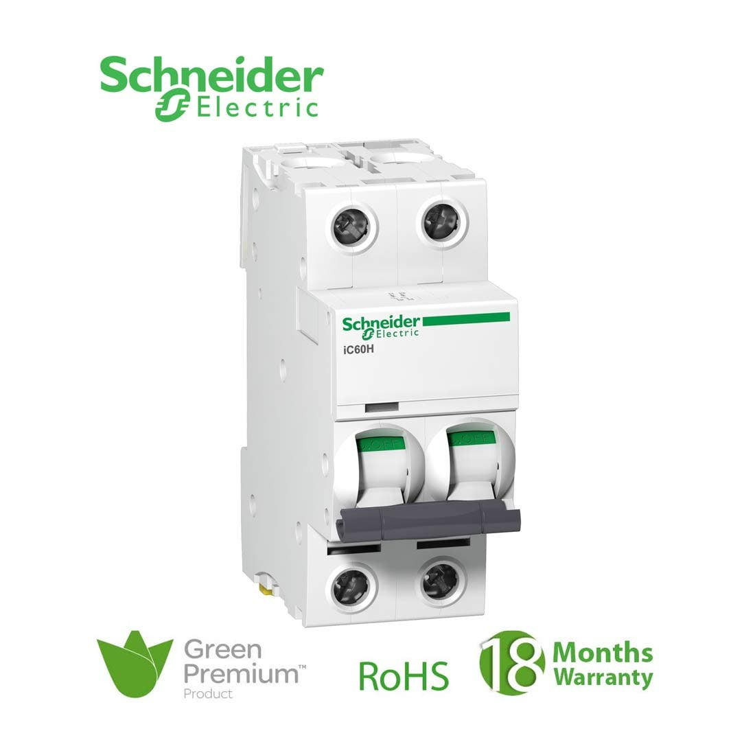 SCHNEIDER - MCB Breaker, Acti9 iC60H, 2P, 1A, C curve 