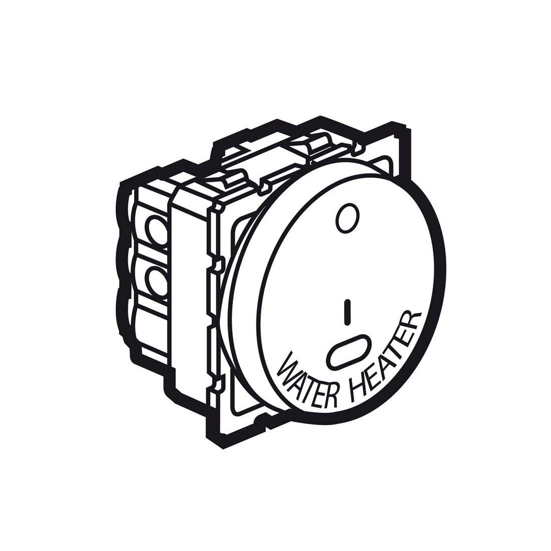 LEGRAND - 1-Way Double Pole Switch Arteor- Ind.+Water Heater Mark.-20 AX-Round-2 Modules- Magnesium
