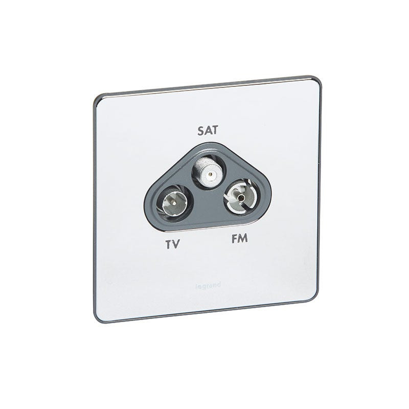 ليجراند - مقبس TV-R-SAT معزول Synergy Sleek، Polished Stainless Steel